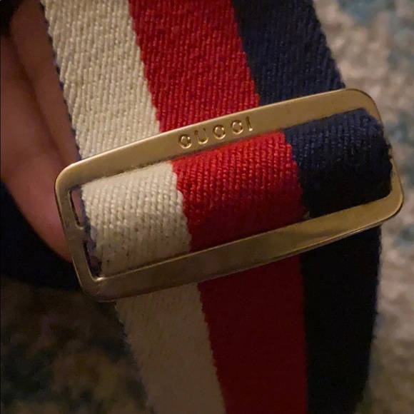 Gucci Web elastic belt w/ torching Double G buckle